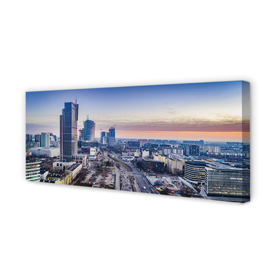 Foto op canvas Warschau panorama wolkenkrabbers zonsopgang