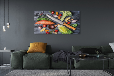 Canvas doek foto Mes bataty spinazie tomaten