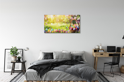 Schilderij op canvas Mand eieren bloemen weide