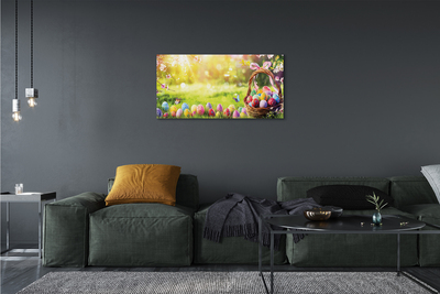 Schilderij op canvas Mand eieren bloemen weide