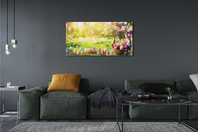 Schilderij op canvas Mand eieren bloemen weide