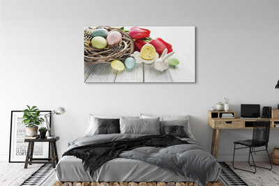 Schilderij op canvas Eieren tulpen