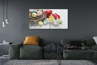 Schilderij op canvas Eieren tulpen