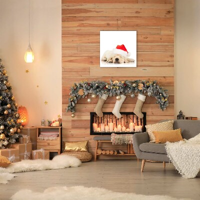 Foto op canvas Puppy Santa Hat Winter