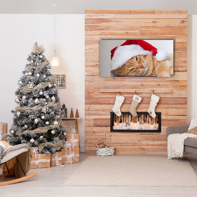 Foto op canvas Cat Santa Hat Kerstmis