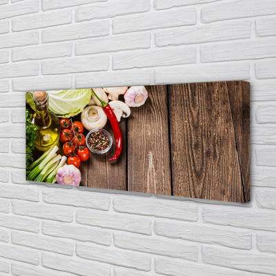 Canvas doek foto Olijf peper uien knoflook