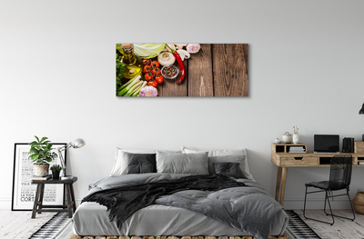 Canvas doek foto Olijf peper uien knoflook