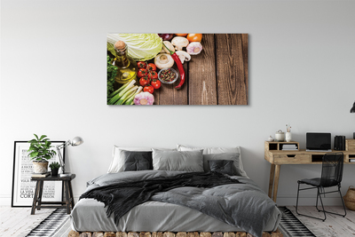 Canvas doek foto Olijf peper uien knoflook