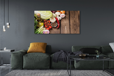 Canvas doek foto Olijf peper uien knoflook