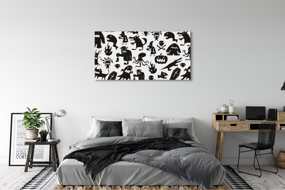 Schilderijen op canvas doek Witte zwarte wezens achtergrond
