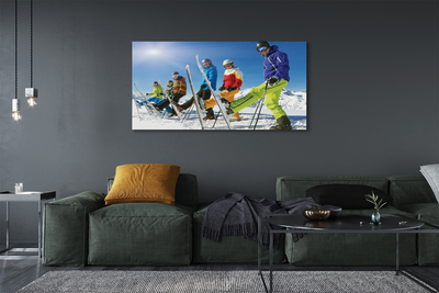 Canvas doek foto Winter skiërs
