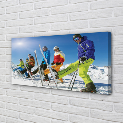 Canvas doek foto Winter skiërs