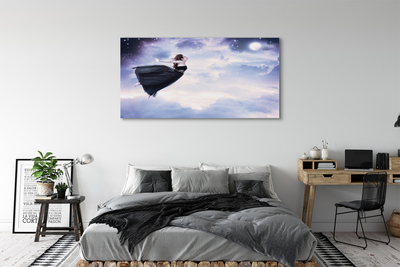 Schilderij canvas Sprookje wolken maan