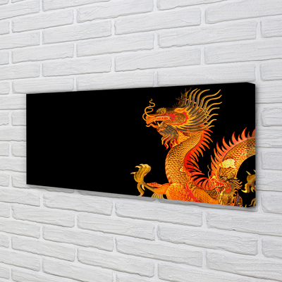 Schilderij canvas Japanse gouden draak