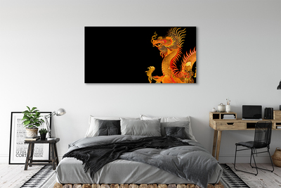 Schilderij canvas Japanse gouden draak