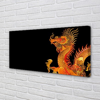 Schilderij canvas Japanse gouden draak