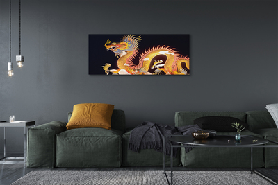 Schilderij canvas Gouden japanse draak