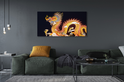 Schilderij canvas Gouden japanse draak