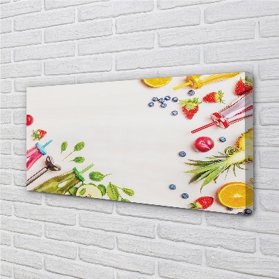 Canvas doek foto Cocktails fles rietjes spinazie