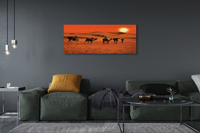 Schilderijen op canvas doek Kamelen mensen woestijn zon lucht