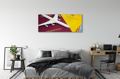 Schilderijen op canvas doek Vliegtuig passport-kaart