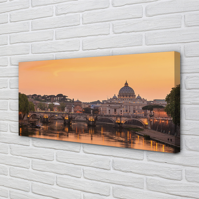 Foto op canvas Rome sunset bridges river-gebouwen