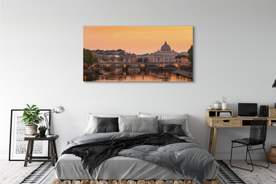 Foto op canvas Rome sunset bridges river-gebouwen