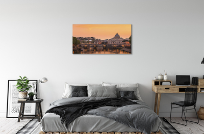 Foto op canvas Rome sunset bridges river-gebouwen