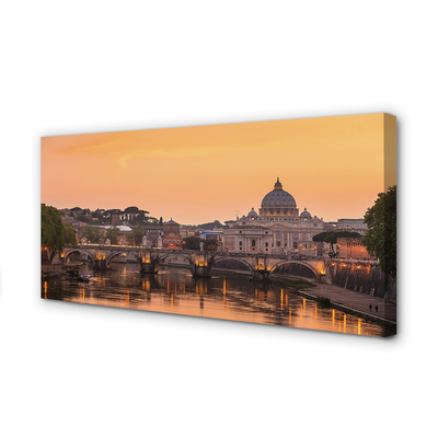 Foto op canvas Rome sunset bridges river-gebouwen