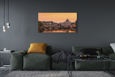 Foto op canvas Rome sunset bridges river-gebouwen