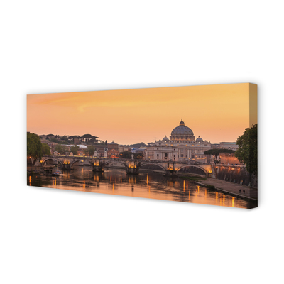 Foto op canvas Rome sunset bridges river-gebouwen