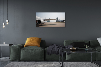 Schilderijen op canvas doek Vliegtuig gebouwen luchthaven lucht