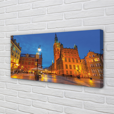 Foto op canvas Gdańsk old town night church