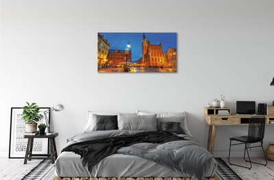 Foto op canvas Gdańsk old town night church