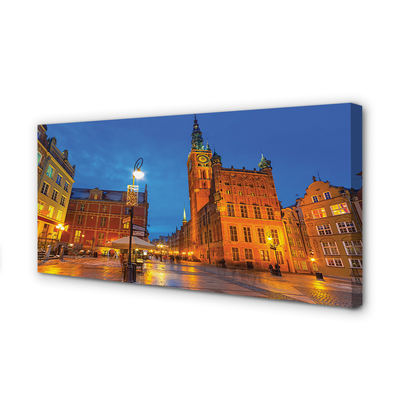 Foto op canvas Gdańsk old town night church