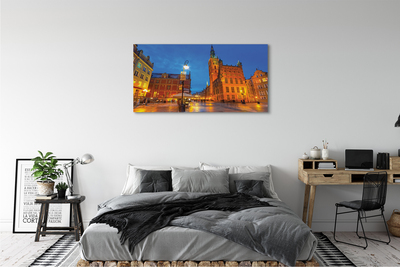 Foto op canvas Gdańsk old town night church