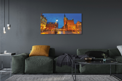 Foto op canvas Gdańsk old town night church