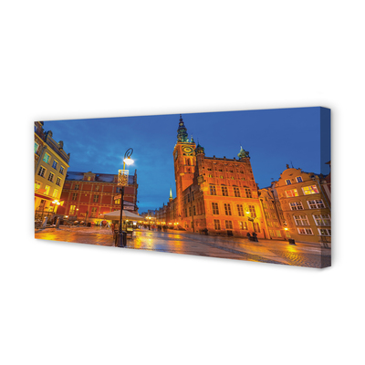 Foto op canvas Gdańsk old town night church