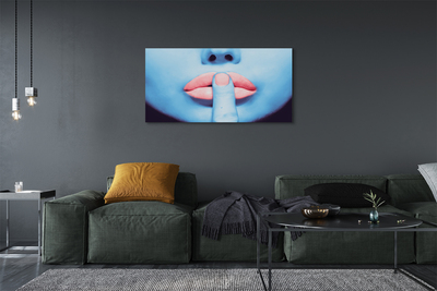 Schilderijen op canvas doek Vrouw neon mond