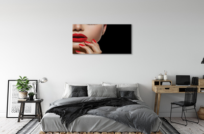 Schilderijen op canvas doek Vrouw met rode lippen en spijkers