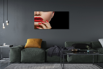 Schilderijen op canvas doek Vrouw met rode lippen en spijkers