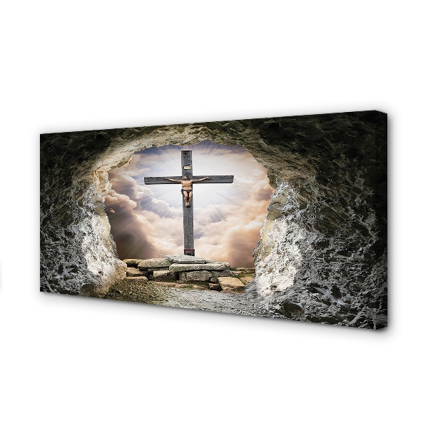 Schilderij op canvas Jezus cross cave