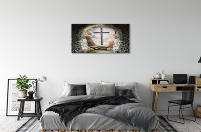 Schilderij op canvas Jezus cross cave