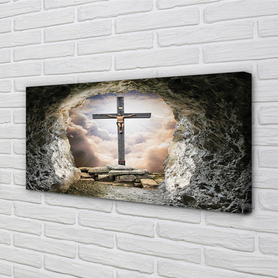 Schilderij op canvas Jezus cross cave