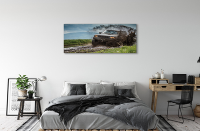 Schilderijen op canvas doek Auto veld bergen wolken