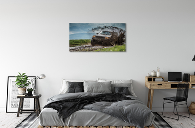 Schilderijen op canvas doek Auto veld bergen wolken