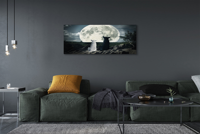 Foto op canvas Wolves moon forest