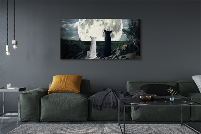 Foto op canvas Wolves moon forest