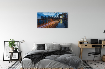 Foto op canvas Wolkenkrabbers brug rivier