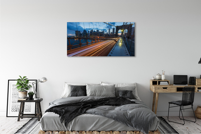 Foto op canvas Wolkenkrabbers brug rivier